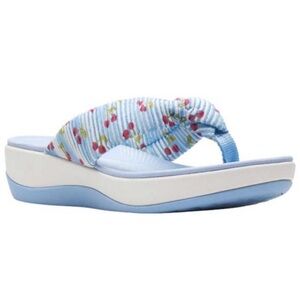 Clarks Women's Arla Glison Fabric Ortholite Wedge Thong Flip Flop Sandal